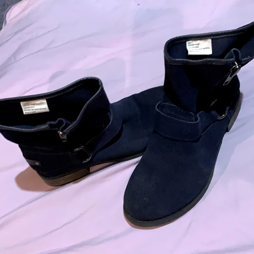 Blue Leather Suede Booties by Restricted size 8